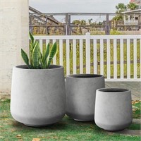 Kante Set of 2 11.6"+8.2" Round Concrete Planters