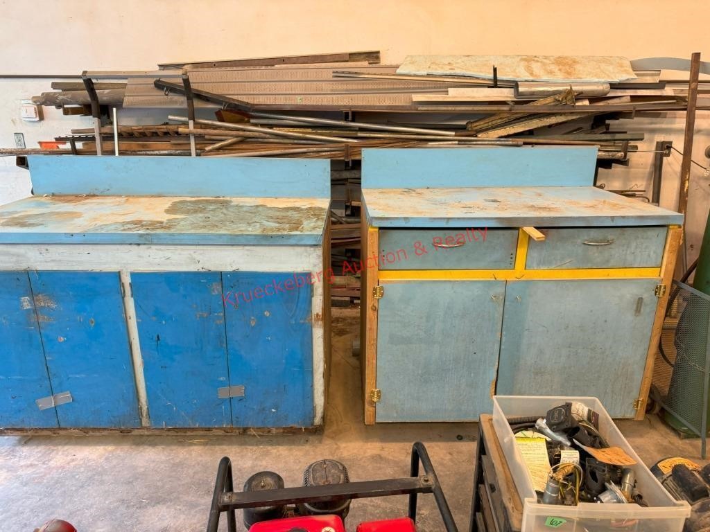 2 Shop Cabinets, Stool & Folding Chair