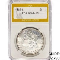 1889-S Morgan Silver Dollar PGA MS64+ PL