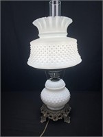Chimney Table lamp 23 inches tall, hobnail ,