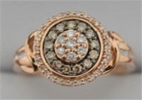 10kt Rose Gold Levian Black & White Diamond Ring