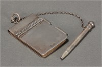 George V Sterling Silver Petit Memo Pad and Pen,