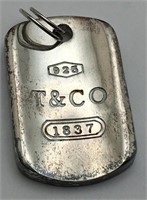 Tiffany & Co Sterling Silver Dog Tag Pendant