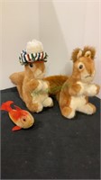 German Steif stuffed animals - two squirrels and a