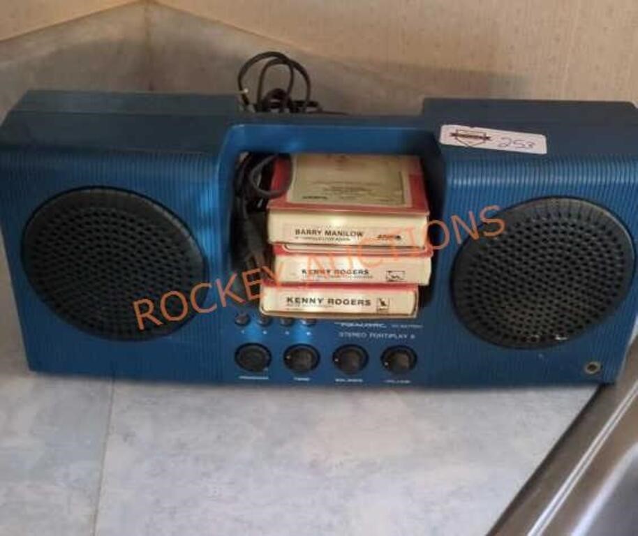 vintage radio and 8 track tapes