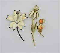 3 Vintage Floral Brooches