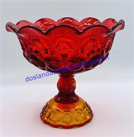 Amberina Glass Footed Compote (7”)
