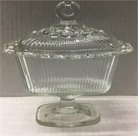 VINTAGE LIDDED GLASS CANDY DISH