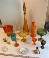 Assorted colored glassware