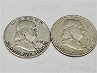 2-1950 D Benjamin Franklin Silver Half Dollars