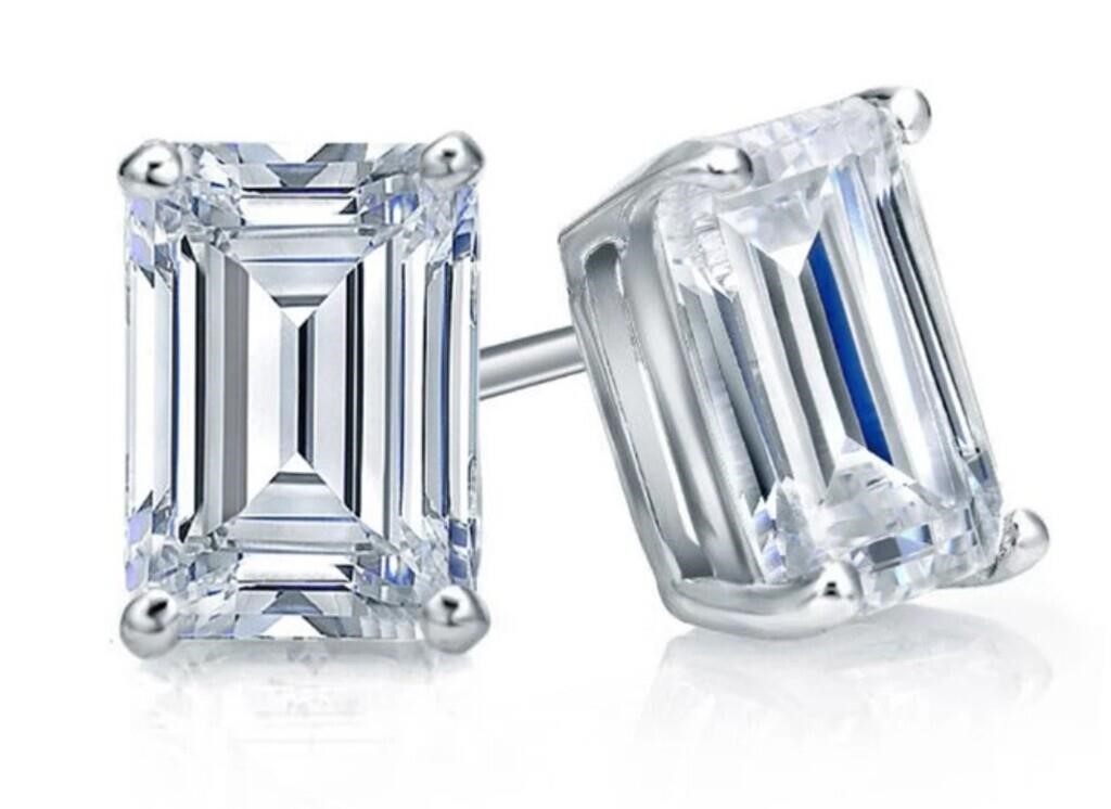 14kt Gold 5.01 ct Emerald Cut Lab Diamond Earrings