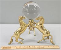 Brass Horses Crystal Ball Desk Ornament