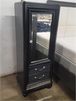 Mirror Front 2 Drawer Linen Cabinet - Black