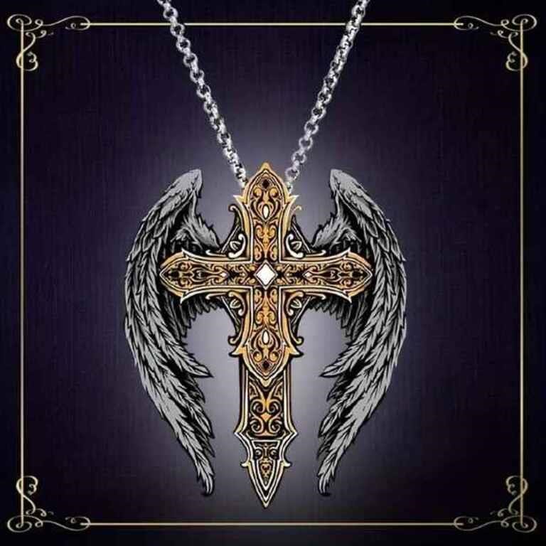 Pendant Cross Wings Necklace Delicate Vintage Nece