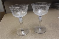 Set of 2 Etched Glass Goblets