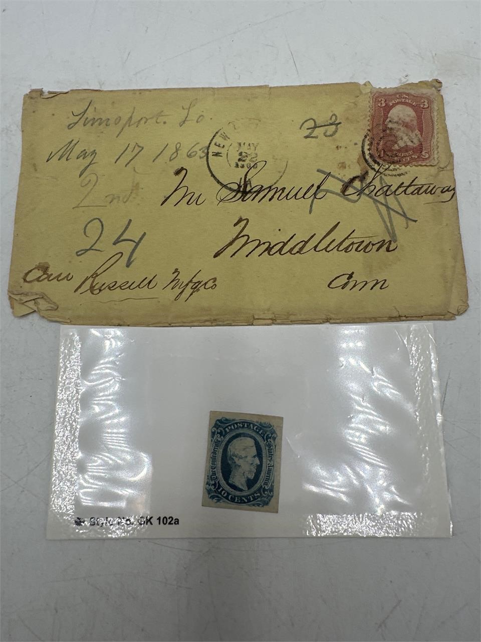 Antique $.03 and $.10 stamps