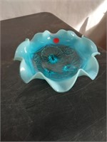 9x3 1/4in blue opalescent dish