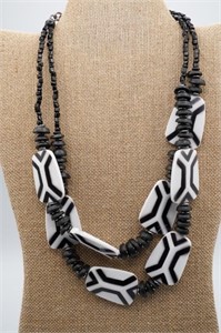 Black & White Double Strand Necklace