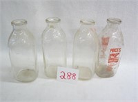 3 Highland & 1 Price's Milk Bottles