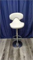 Retro White Barstool with Silvertone Trim