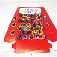 Assorted Disney Dick Tracy Buttons on Display