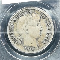 1910 S BARBER DIME 10C F15 PCGS