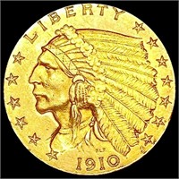 1910 $2.50 Gold Quarter Eagle CLOSELY