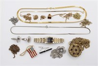 Mixed Jewelry Lot Necklace Watch Pin Etc