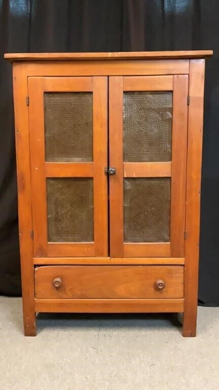 Antique punched tin pie safe