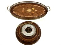 Inlaid Serving Tray, Carved Rain Guage