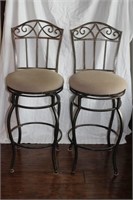 Metal Bar Stools with Upholstered Seats