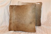 Two Deer Hide Pillows with Leather Back
