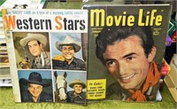 (2) 1950's Western Stars & Movie Life Magazines