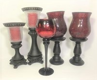 Lustered Style Candle Holders Lot of 5