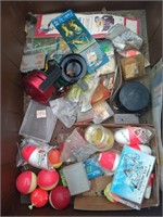Plastic tote of assorted fishing items