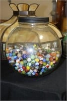Large Jar of Various Size Marbles including