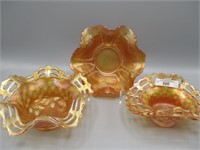 3 pcs Fenton carnival glass as shown