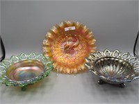 3 pcs Northwood carnival glass as shown