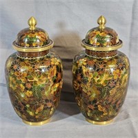 Cloisonne Enamel Ginger Jars -(2) Vintage