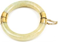 Jewelry 14kt Gold & Jade Hinged Bangle Bracelet