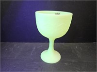 Fenton Uranium Glass Goblet/ Compote 6 3/4" h