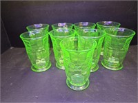 Set of 9 Uranium Honeycomb Glasses