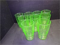 Set of 9 Uranium Glasses