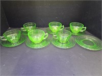Uranium Glass Cups & Saucers