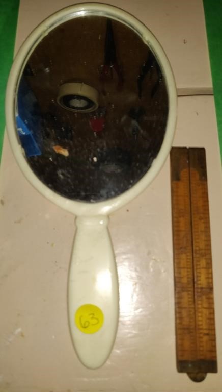 Vintage Hand Mirror & Folding Metre Stick