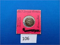 1867 Shield Nickel without Rays