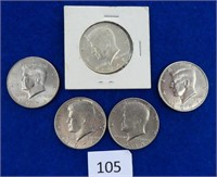 5 Kennedy Half dollars (67,74,81,91 & 96)