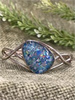 Australian Opal Chip Inlay Sterling Silver Bangle