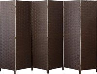 cocosica Room Divider  6 Panel  Extra Wide  Brown