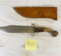 16" Large Knife w/ Brass Ball Handle & Sheath